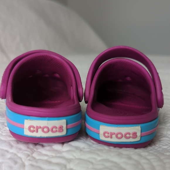 CROCS Kids Magenta and Blue Clogs - Picture 3 of 7